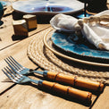 Bamboo Plastic Handle 20-Piece Flatware Set