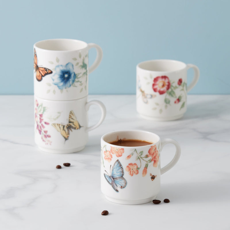 Butterfly Meadow 4-Piece Stacking Mug Set