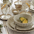 French Perle Scallop White Dinner Plates, Set of 4