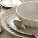 French Perle Scallop White Dinner Plates, Set of 4