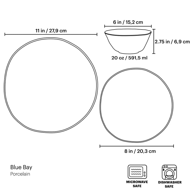 Blue Bay White 12-Piece Dinnerware Set